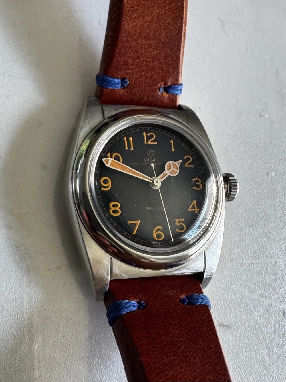 WMT W15 Precision Automatic Black Dial Aged Finish Bubbleback Style Watch